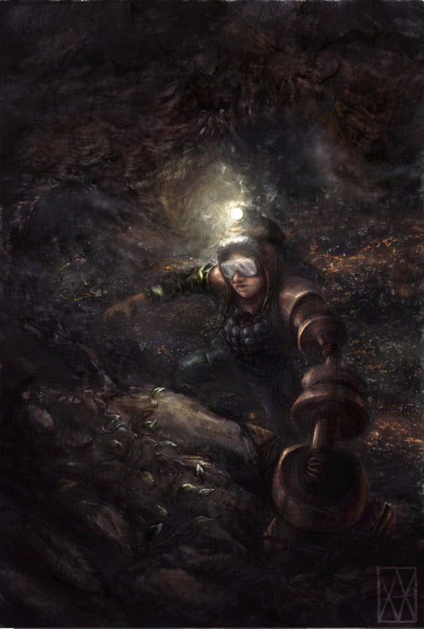 illustrastion for underground world explorer climbing