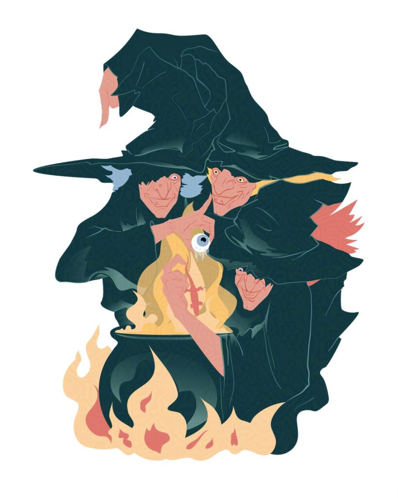 3 witches over a caldron