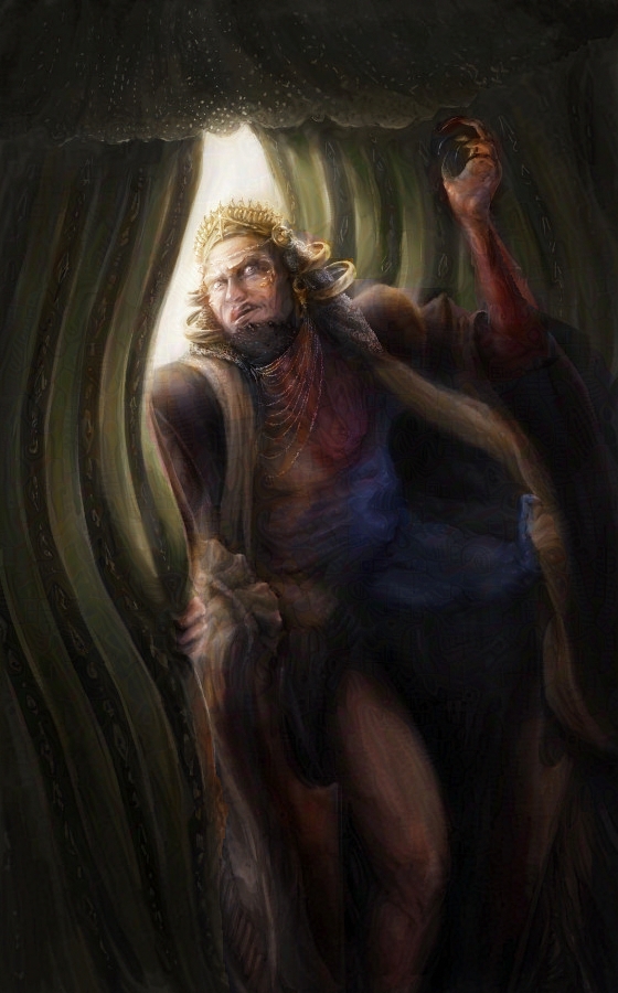 monstrous man in regal clothing