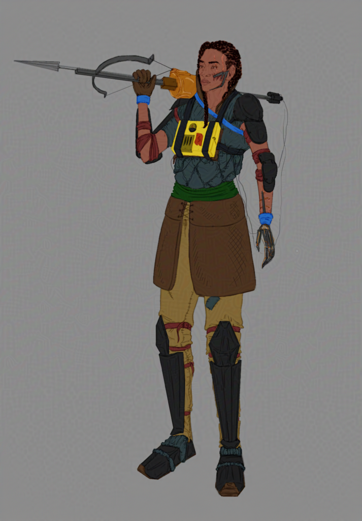 character concept art for underground world crossbowman