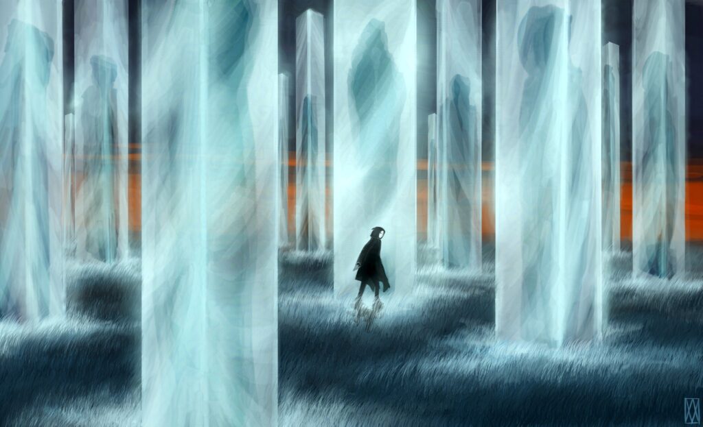 concept art with glass forest
