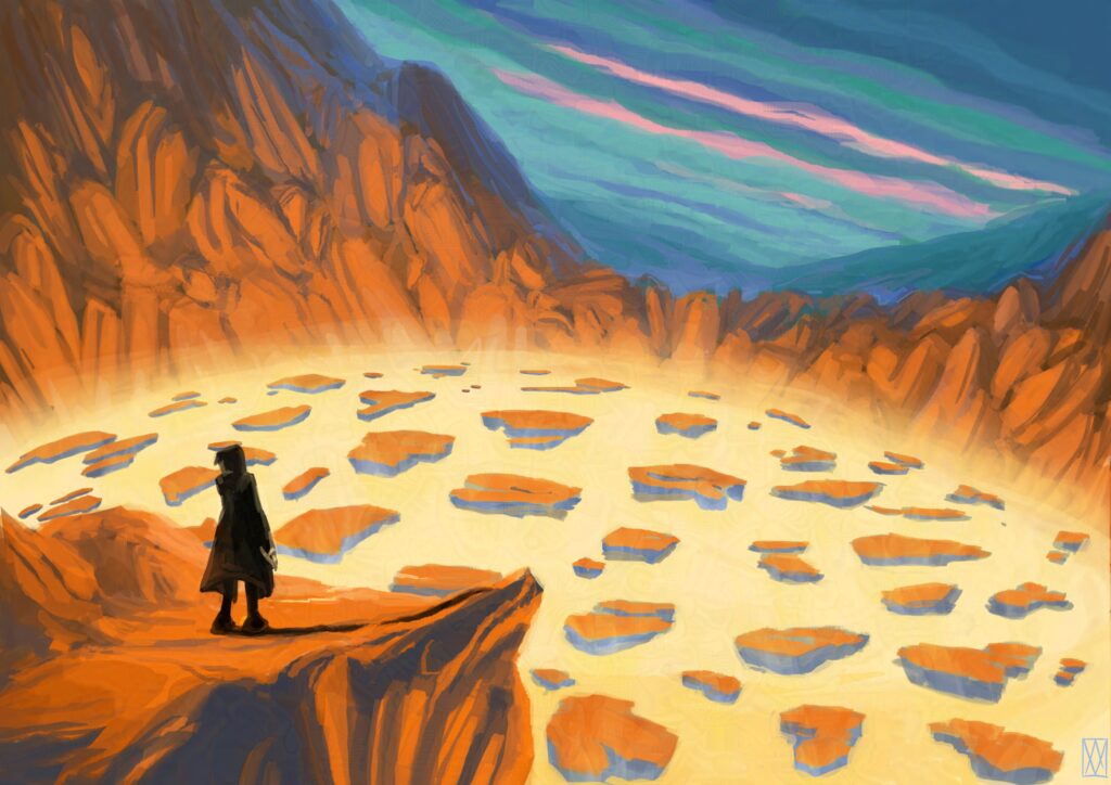 concept art of volcano level