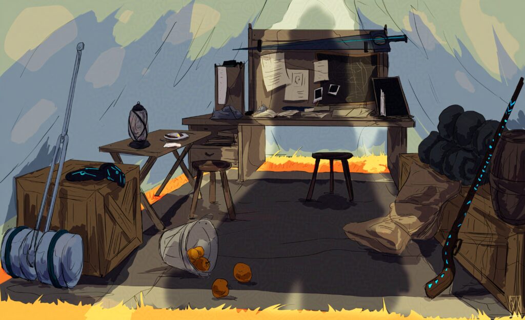 concept art of tent interior