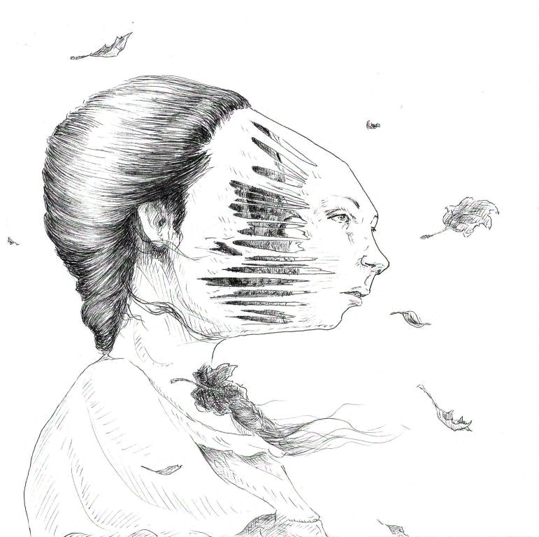 a woman's face peeling off