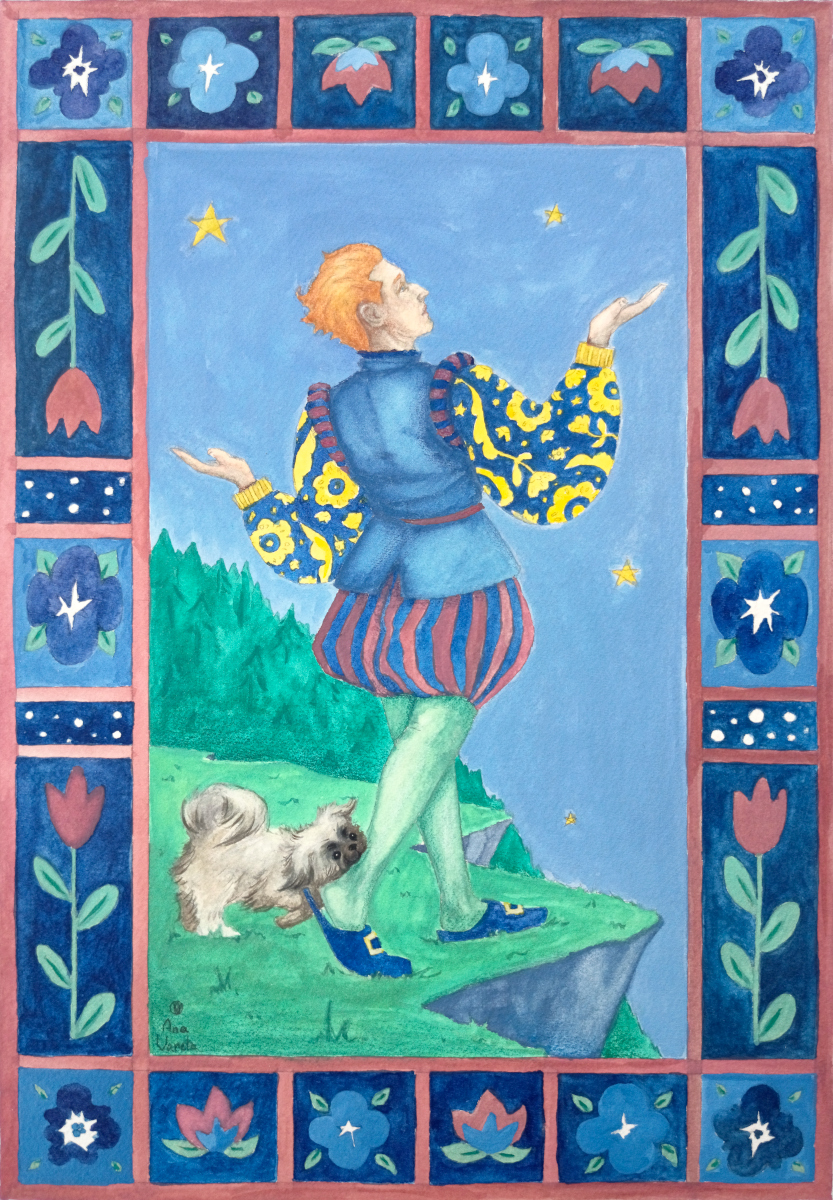 watercolor tarot card illustration — The Fool