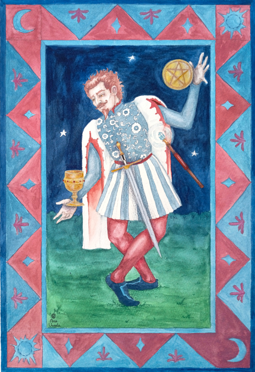 watercolor tarot card illustration — The Magician